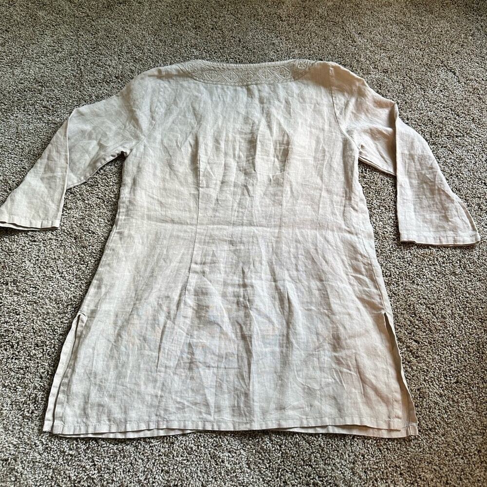 Tommy Bahama Cream V-Neck Linen Tunic Size S Women - Picture 7 of 8